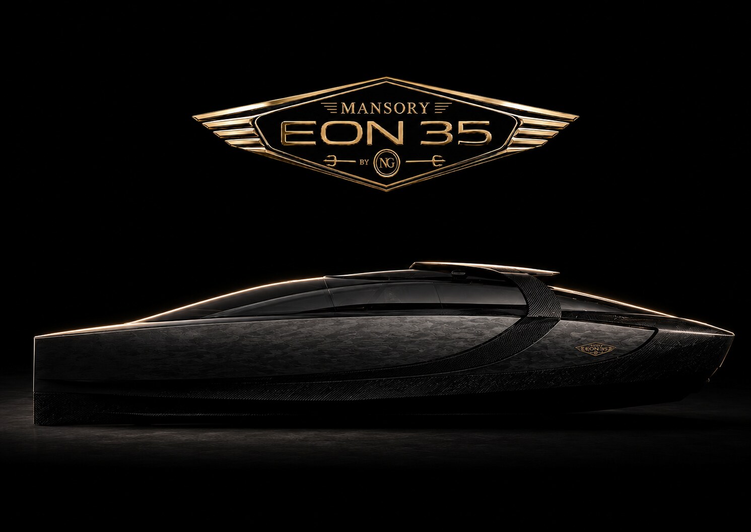 MANSORY EON 35 by NG — dark studio profile with gold badge